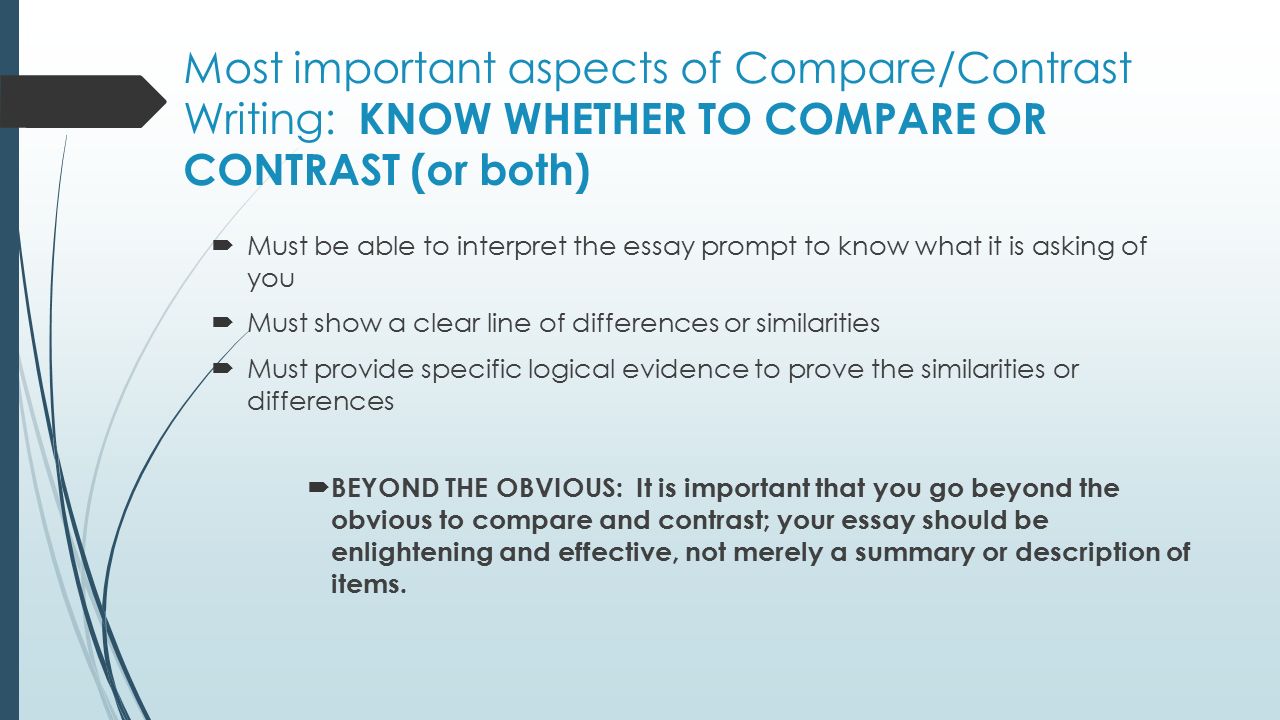 Compare contrast essay tools